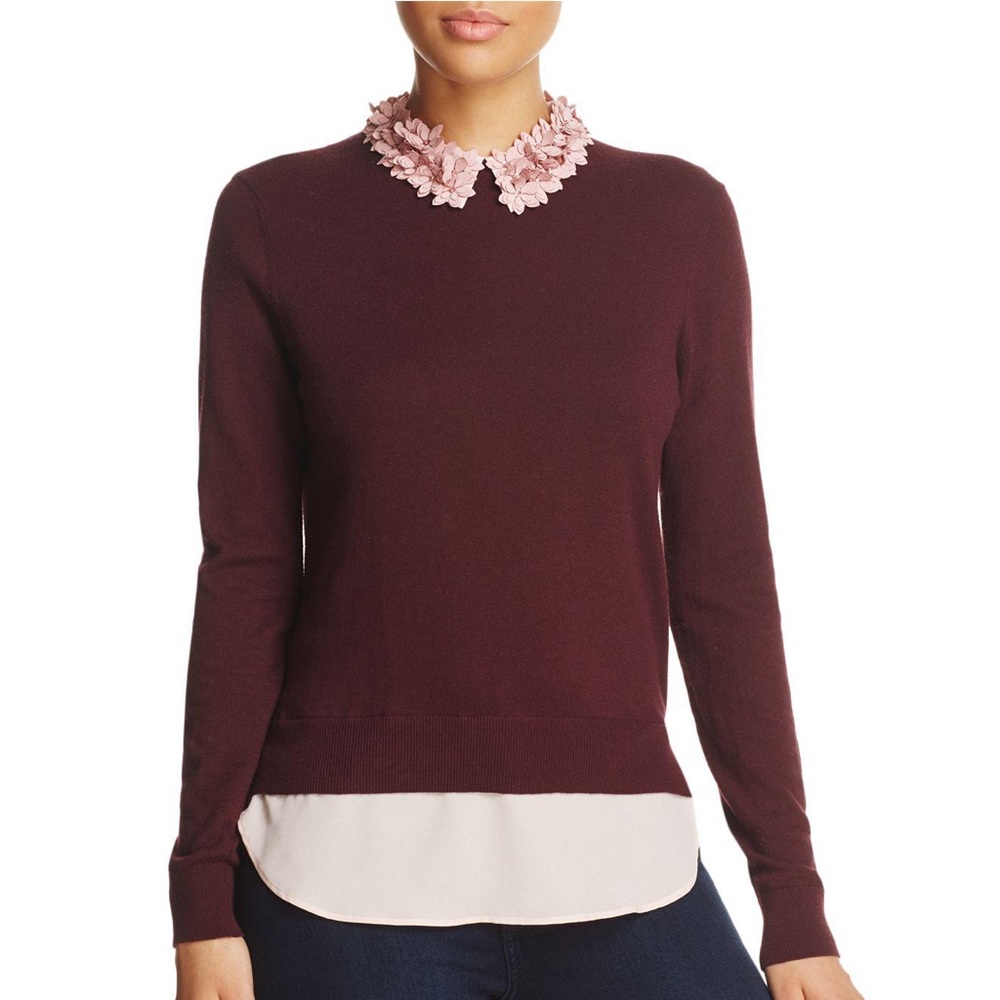 Ted Baker Nansea floral collar sweater 3 M Oxblood